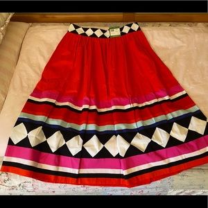 Kate Spade Geo Border Poplin Skirt